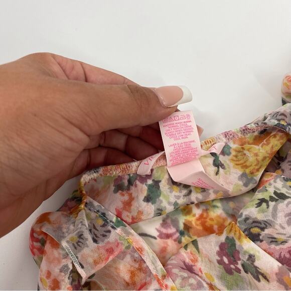 Victoria's Secret Cream Pink Floral Sheer Chemise Thong Lingerie Two Piece Set M - Picture 8 of 12